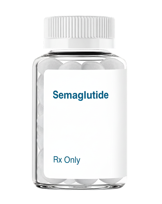 Bottle of compounded semaglutide oral tablets